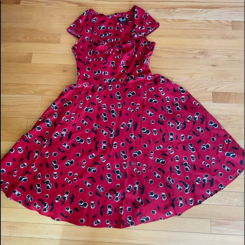 Medium Hell Bunny Retro Fit and Flare Cherries Dress